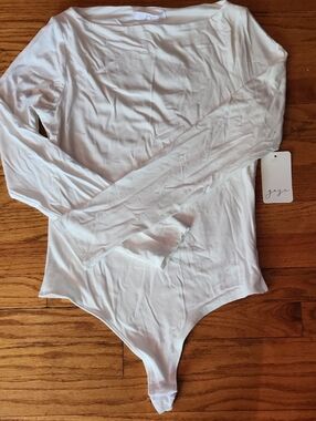 NWT gaze Cream Winter White Long-Sleeve Bodysuit Bandeau Style